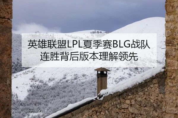 英雄联盟LPL夏季赛BLG战队连胜背后版本理解领先